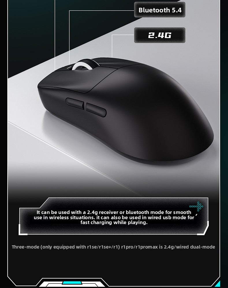 Mouse gaming ergonomic wireless VXE Dragonfly R1 ușor, senzor PAW3395, trei moduri, latență redusă, pentru PC, jucători, birou, cadou