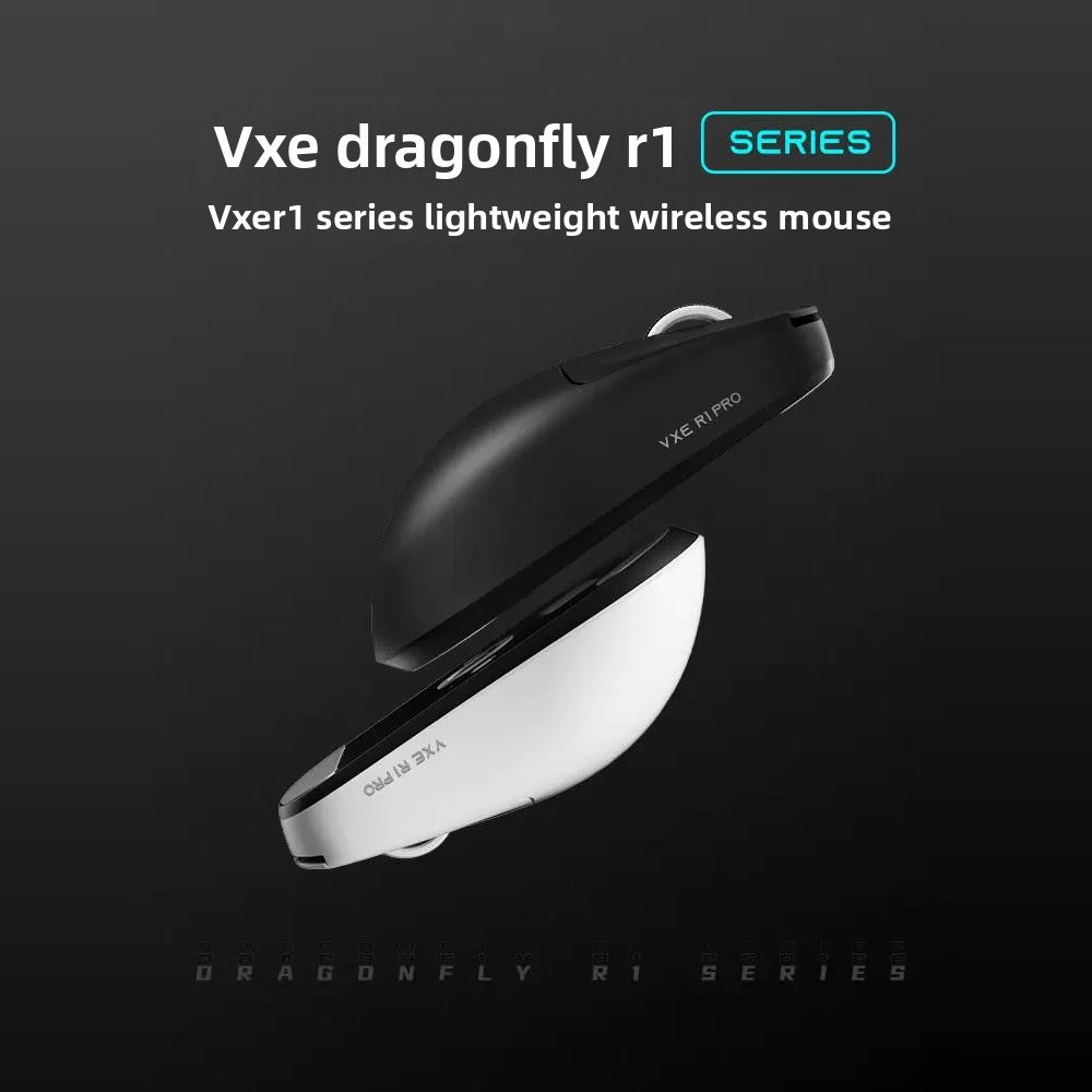 Mouse gaming ergonomic wireless VXE Dragonfly R1 ușor, senzor PAW3395, trei moduri, latență redusă, pentru PC, jucători, birou, cadou