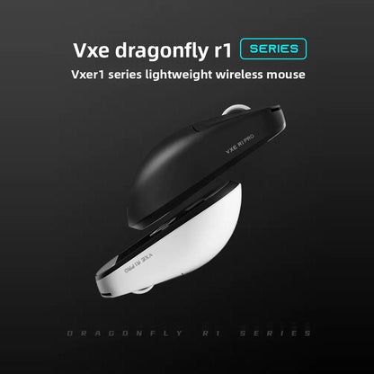 Mouse gaming ergonomic wireless VXE Dragonfly R1 ușor, senzor PAW3395, trei moduri, latență redusă, pentru PC, jucători, birou, cadou
