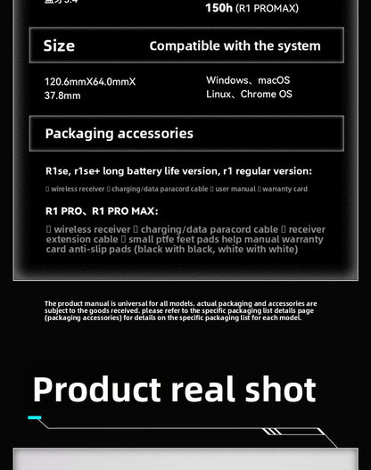 Mouse gaming ergonomic wireless VXE Dragonfly R1 ușor, senzor PAW3395, trei moduri, latență redusă, pentru PC, jucători, birou, cadou