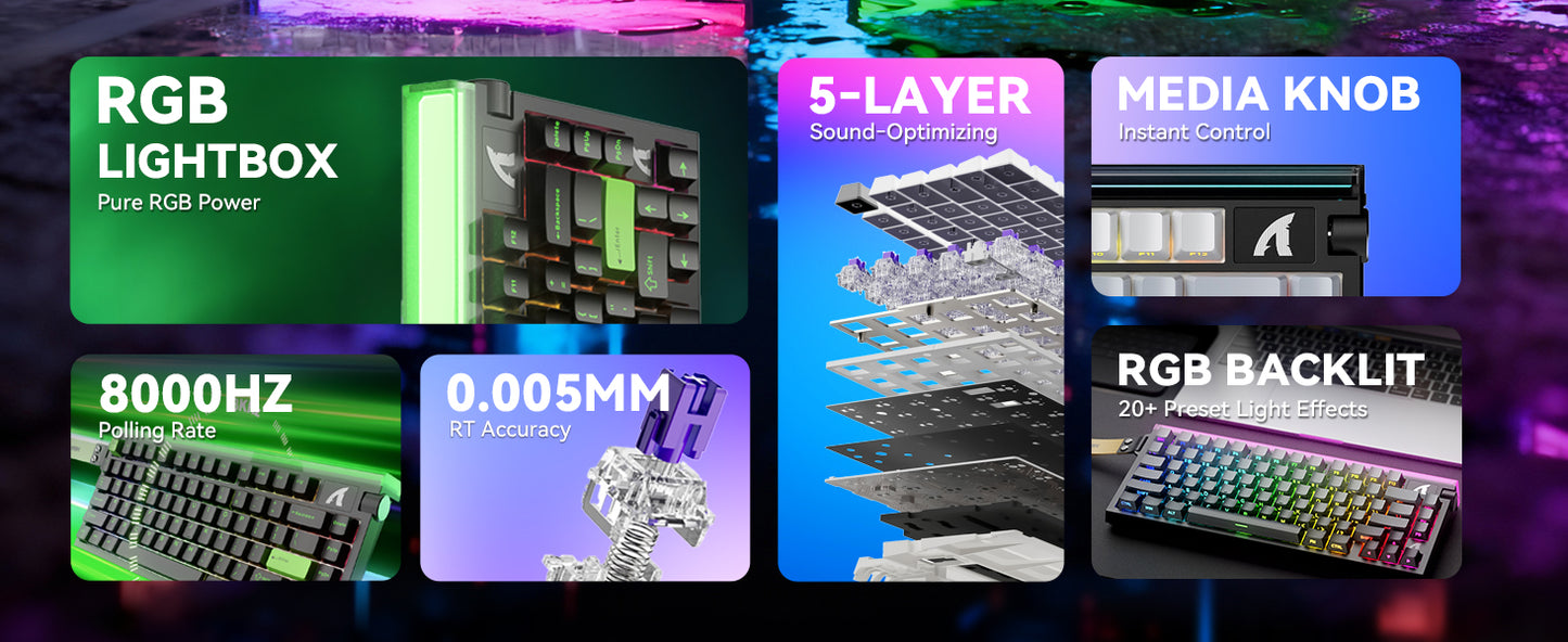 ATTACK SHARK R85 HE 8000Hz RGB Rapid-Trigger-Tastatur, 0.005mm RT-Genauigkeit, kabelgebundene Gaming-Tastatur, magnetischer Hall-Effect-Switch