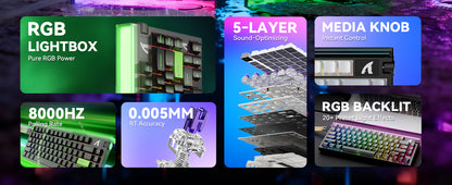 ATTACK SHARK R85 HE 8000Hz RGB Rapid-Trigger-Tastatur, 0.005mm RT-Genauigkeit, kabelgebundene Gaming-Tastatur, magnetischer Hall-Effect-Switch